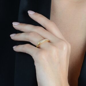 Anel Aparador Delicato  Ouro 24k e Zircônia