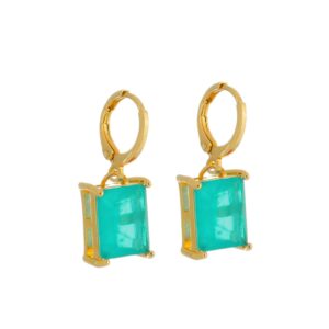 Brinco Lina verde Ouro 24 k