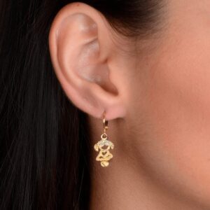 Brinco Filha Ouro 24 k e Zircônia.