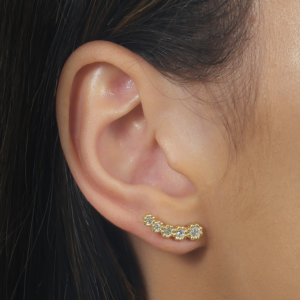 Brinco Ear Cuff Ouro 24k  e Zircônia.